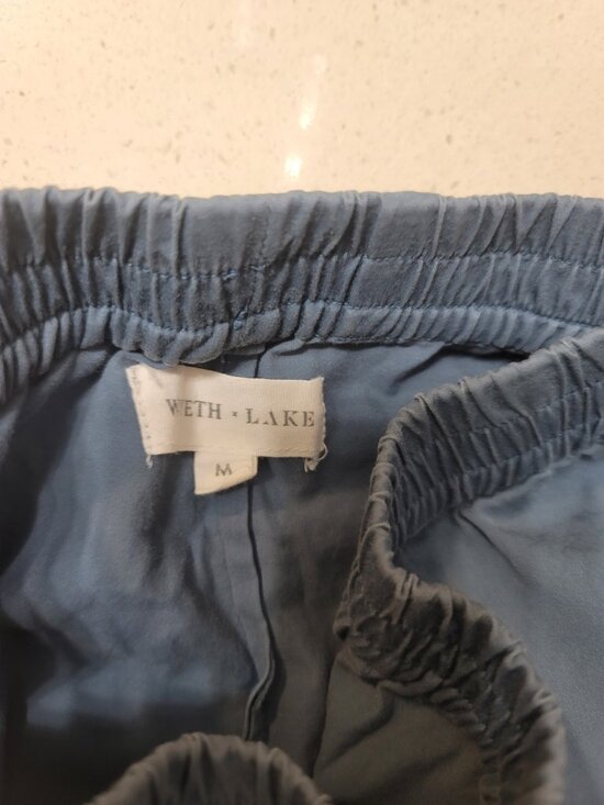 LAKE Wyeth Blue Pajama Set Long Sleeve Pant Size M Cotton - Picture 3 of 3